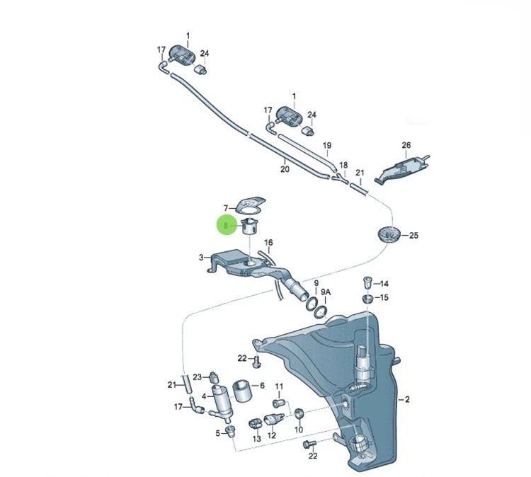 1pc Audi A4L A5 A6L A7 Q5 Q7 Spray kettle filter screen cleaning solution tank filter 8Z0955485 car filter