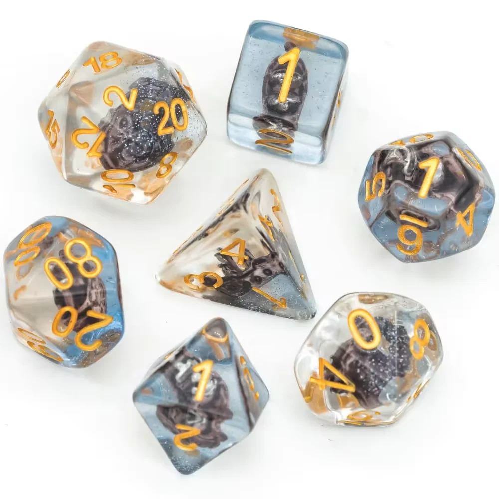 Cusdie Sailboat DND Dices 7Pcs Resin D&D Dice D4 D6 D8 D10 D% D12 D20 Polyhedral Dice Set for Role Playing Game Table Games