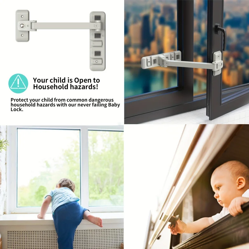 Childproof Window Lock Anti-Fall Guard for Sliding Windows/Pets, ABS Tool-Free Installation, Durable Home Safety Protection