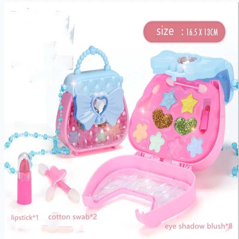 Girls Makeup Tools Set Pretend Play Kit Toys Simulation Lipstick Eye Shadow Blush for Kids Cosplay Christmas Birthday Happy Gift