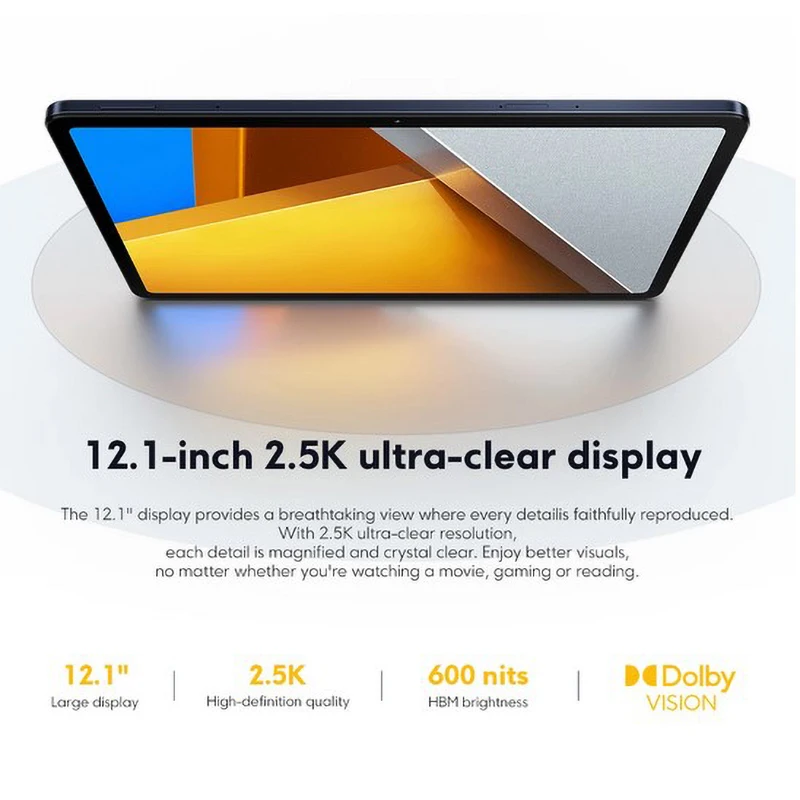 POCO Pad Tablet Global Version 8GB 256GB Snapdragon 7s Gen 2 Octa core Processor 12.1'' 120Hz 2.5K Display 33W 10000mAh 4