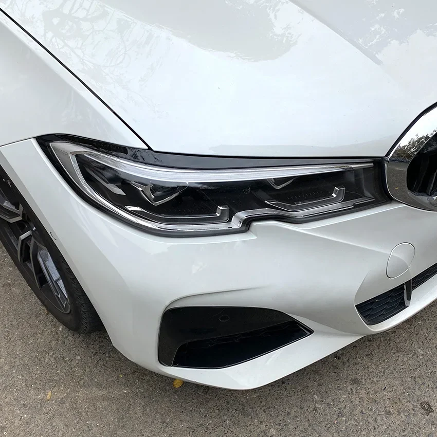BMW 3 시리즈 G20 G28 세단 2019 2020 2021용 글로스 블랙 자동차 헤드라이트 아이리드 눈썹 ABS 플라스틱 액세서리