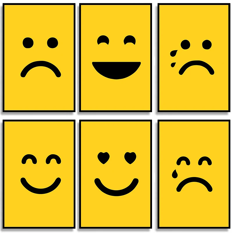 Emoticon Rabarbaro Face Pictures And Poster Abstract Cry Laugh Funny Expression Canvas Painting Unique Wall Art Modern Home Deco