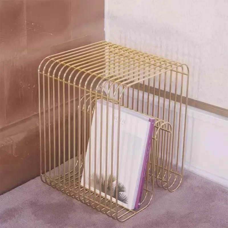 Nordic Simple Magazine Shelf Creative Landing Metal Light Luxury Book Shelves Sample Room Decoration Floor Frame Storage Shelf