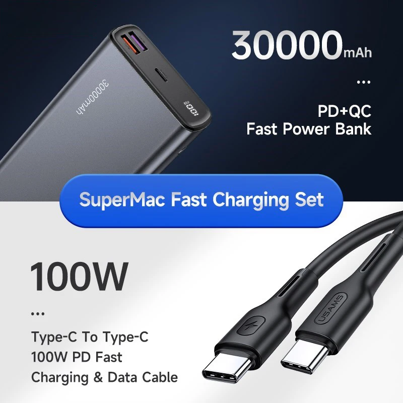 300000mAh Power Bank 2 USB Fast Charging Charger Portable External Battery  Pack