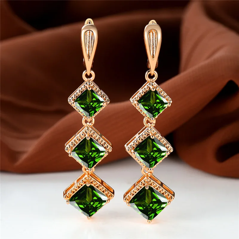 Elegant Rose Gold Birthstone Dangle Earrings with Blue Zircon Stone