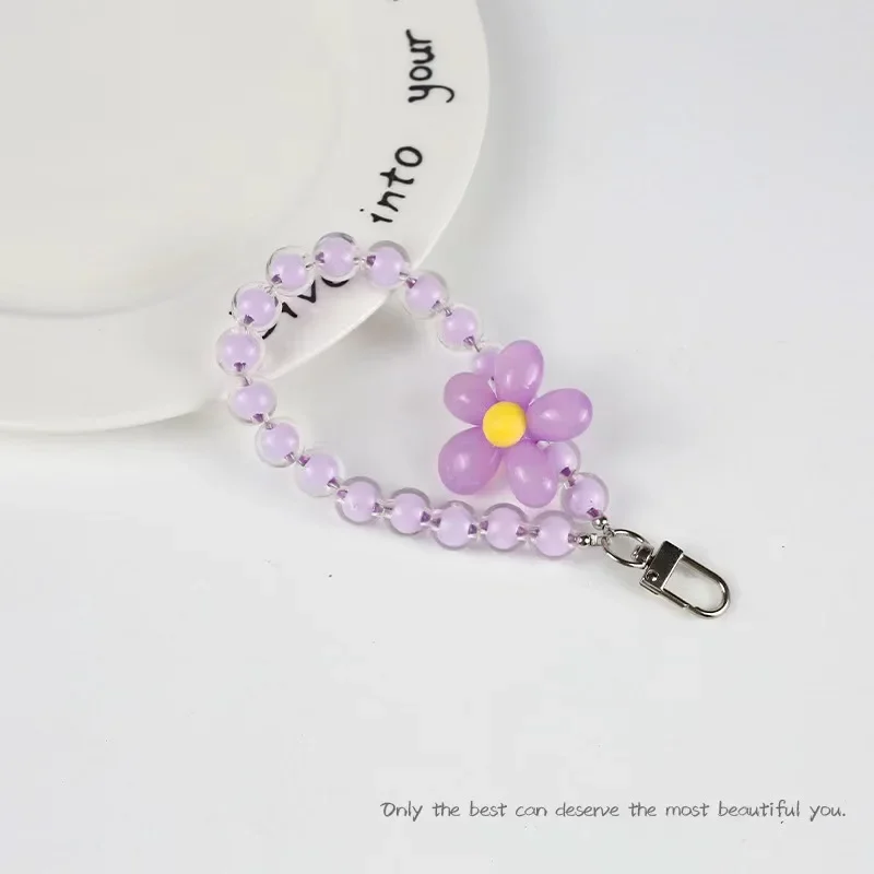 Vibrant Beaded Petal Lanyard Wrist Strap & Keychain Charm