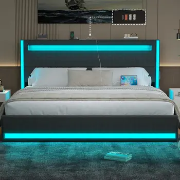King LED Platform Bed 1