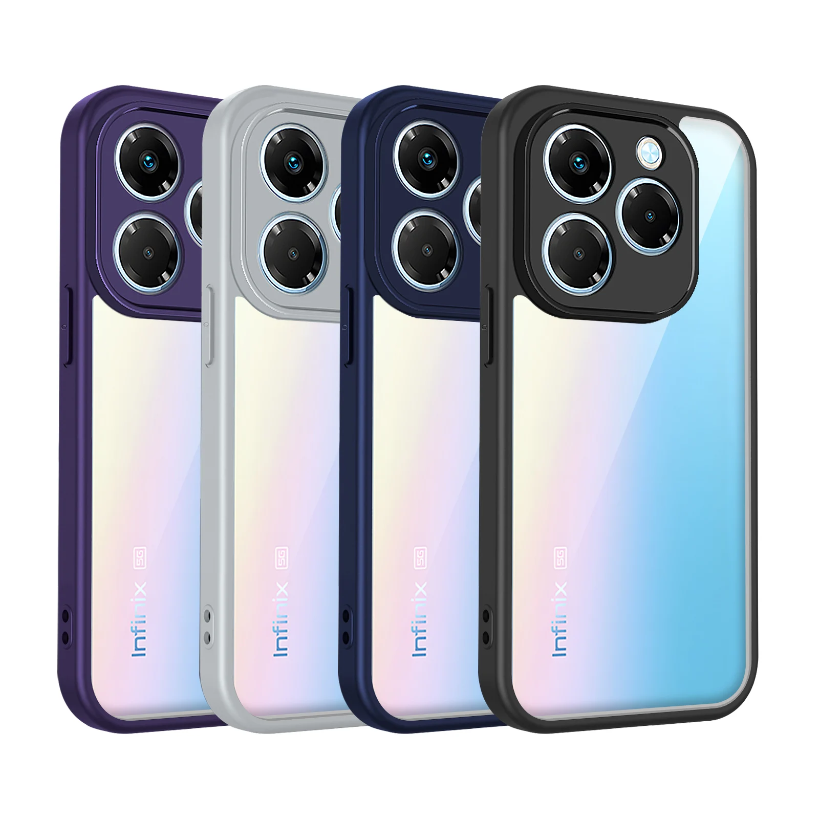 Enhanced Protective Clear Matte Back Cover with Air Cushion Silicon Bumper