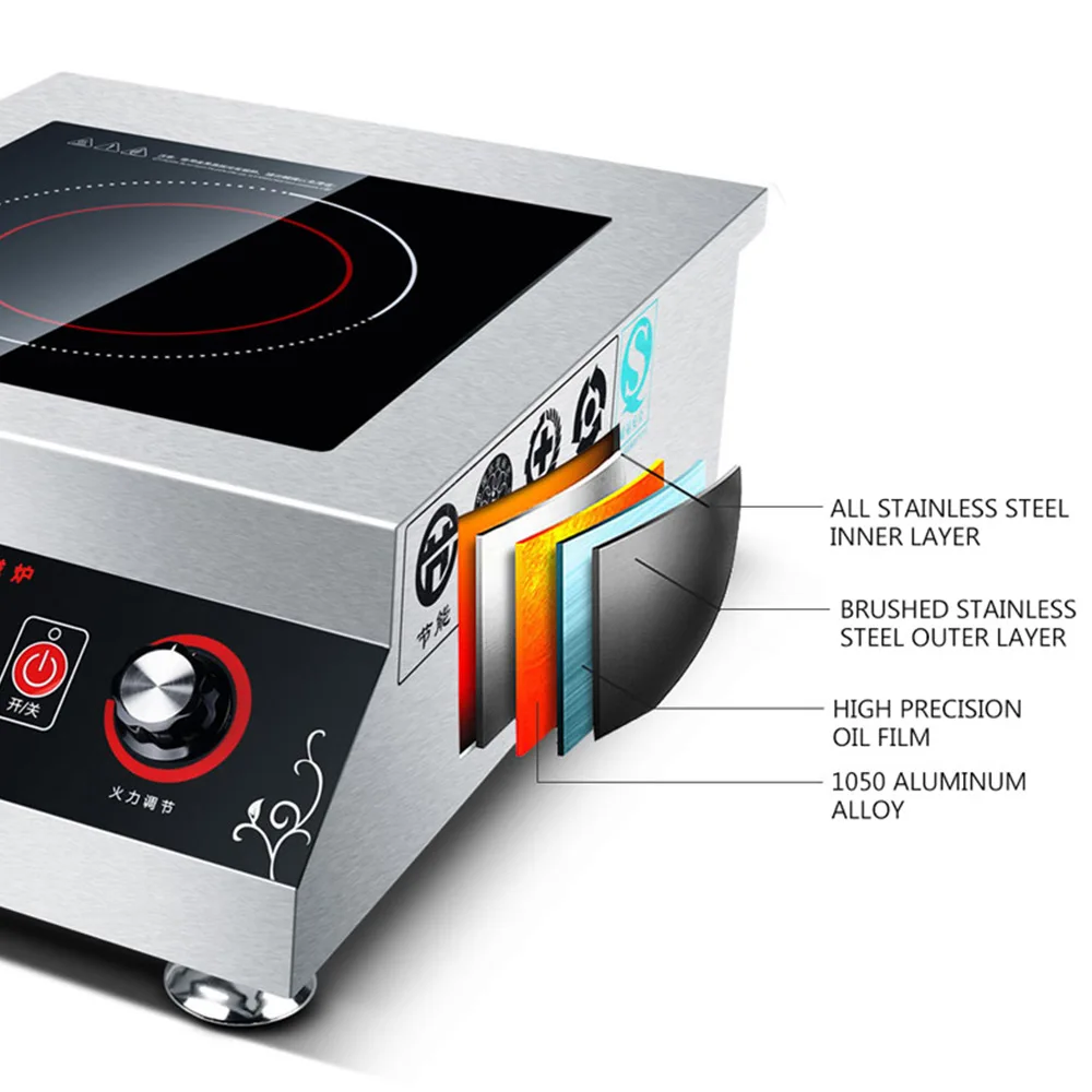 New Come 5000W Commercial Induction Cooker Desktop High Power Stir-Fry Canteen Hotel Appointment Timing Cooktop