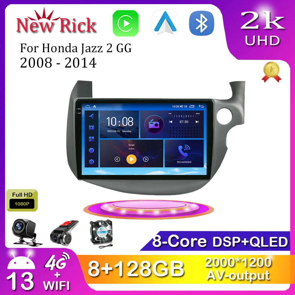 

Магнитола на Android 13 для Honda Jazz 2 GG 2008 - 2014(RHD) Автомобильный мультимедийный плеер Carplay с сенсорным экраном и GPS-навигацией