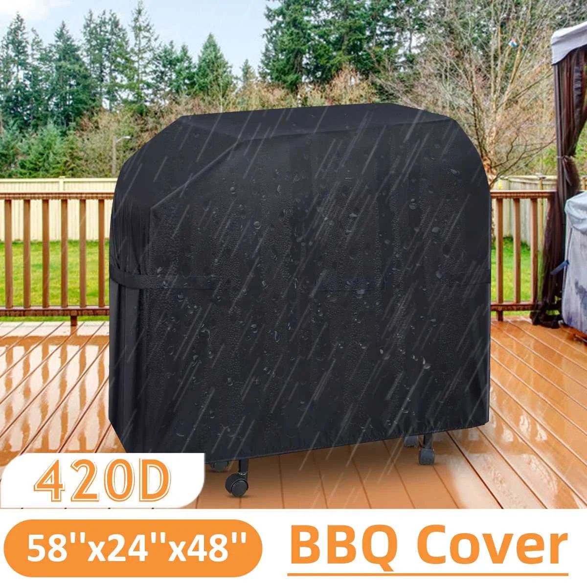 

Сверхпрочный чехол для гриля и барбекю, водонепроницаемый чехол для гриля с ручками, сумка для хранения, термоусадочная веревка, уличный пылезащитный чехол