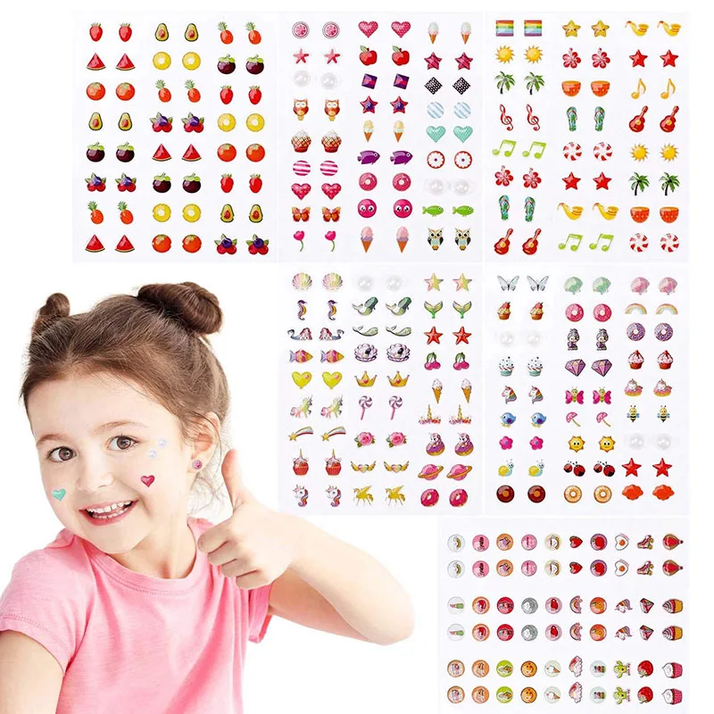 108/216/324pcs Stick on Ear Stickers For Kids Girls 3D Pearl Self-Adhesive Stickers  Earrings Children Make Up Accessories Toys - AliExpress