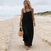 Bohemian Backless Beach Maxi Dress Sexy Strapless Women's Summer Long Evening Gown Loose Waist Spaghetti Straps Suspender Dress - Image 3