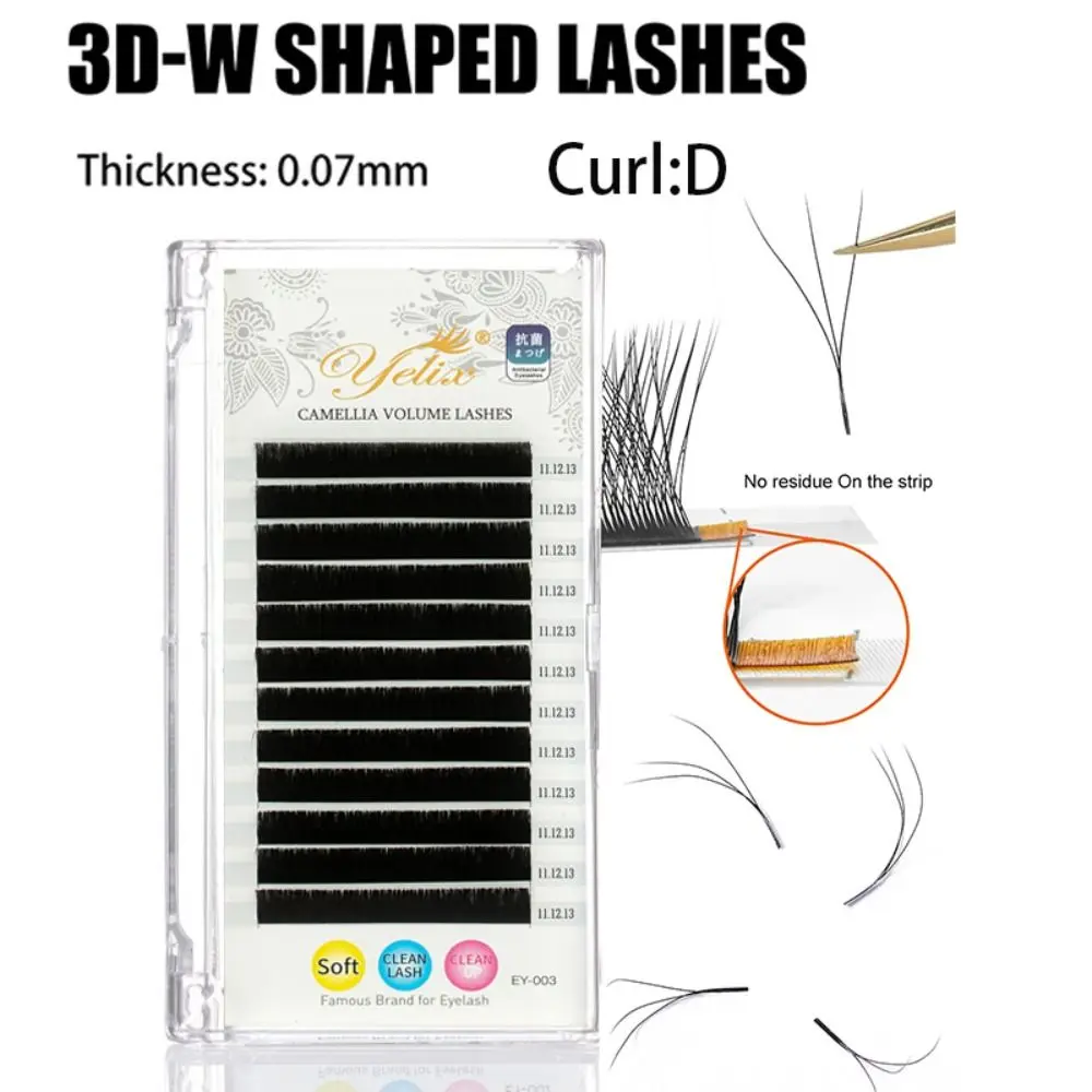 

D Curl W Shape Eyelashes Extension 8-16mm 3D Mink Lashes Fake Eyelashes 0.07mm Makeup False Lashes Lash Extension Supplies