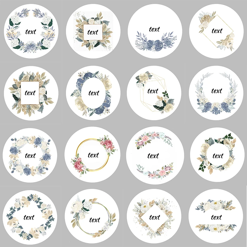 100Pcs Wreath logo Adhesive Stickers Custom Wedding seal Labels Add your  text Personalised Free shipping 4CM White background| | - AliExpress