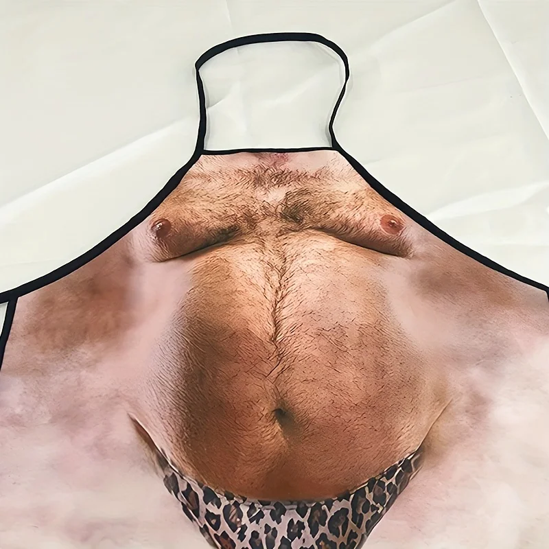 Beer Belly Printed Men's Kitchen Apron Polyester Material Woven Suitable for Barbecue and Party
