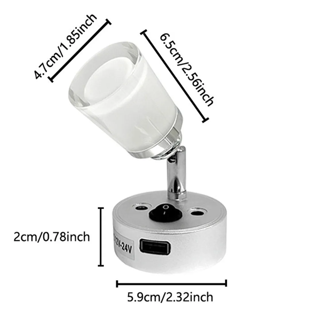 LED Reading Light 12V-24V RV Lamp with USB Type C Charging Port Type A USB 360&deg;Swivel Light for Bedside Reading lamp of Truck Trailer Ship