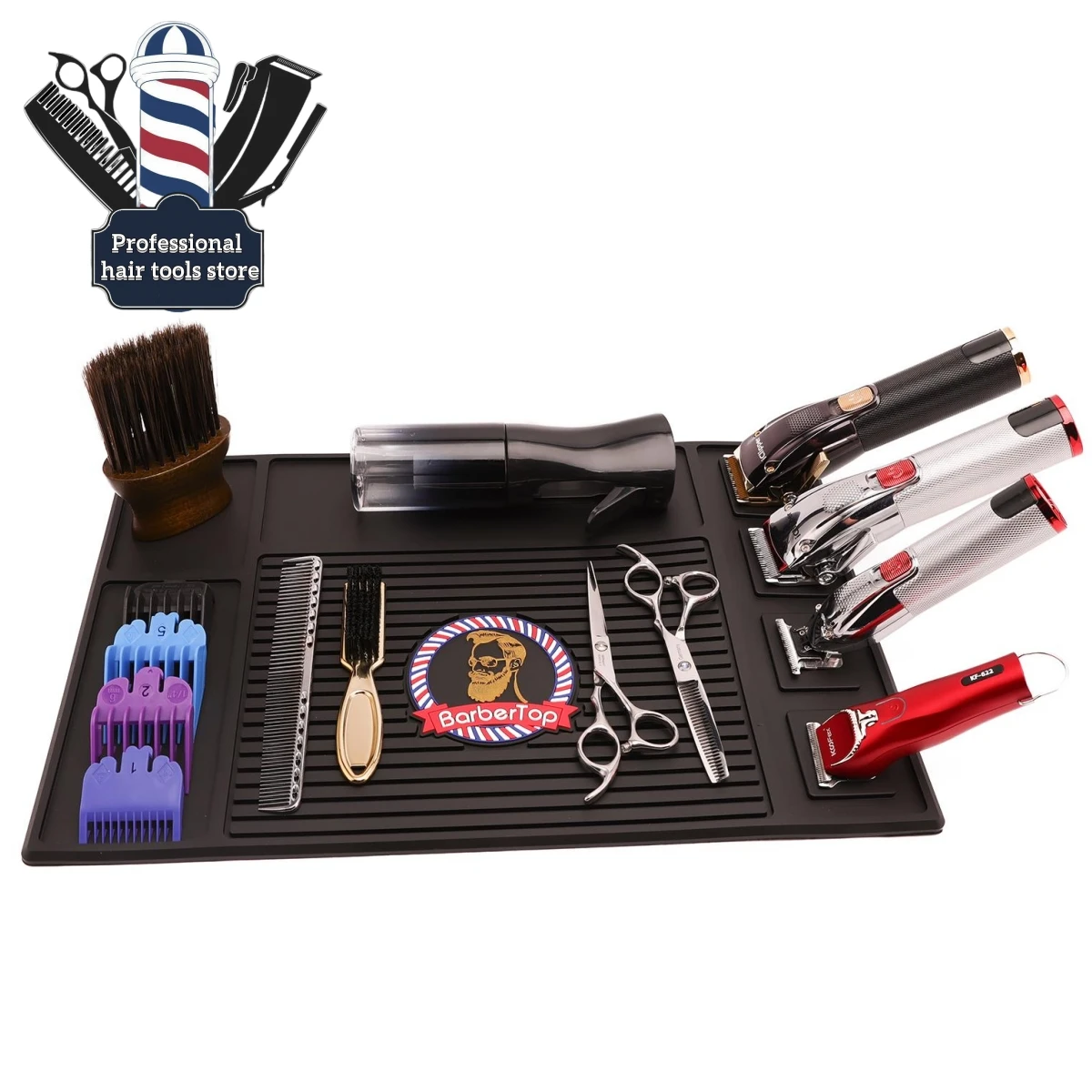 Barber Tools Storage Mat Hairdressing Magnetic Tray Barbershop Anti-slip Pad Silicone Cushion Clippers Scissors Display Mat