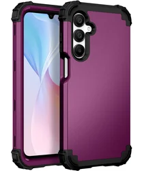 Durable 3 - in - 1 Shockproof Armor Phone Case with Silicone Lining and Hard Plastic Back Cover - A16 4G or A16 5G (Purple)