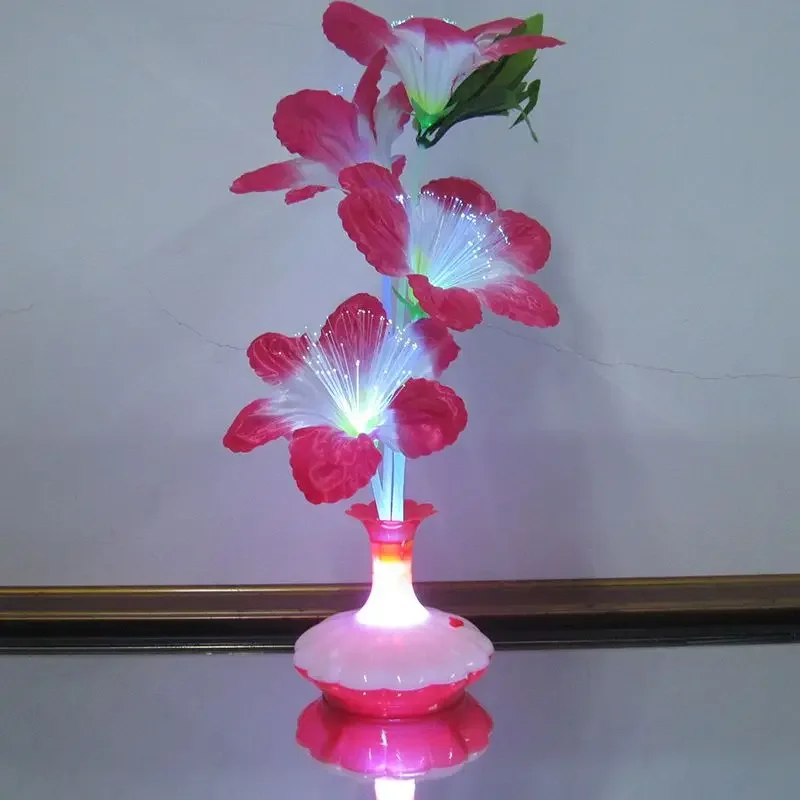 Fiber Optic Light Flower Vase Artificial Floral Arrangement LED Color Changing Nightlight fiber optic lamp