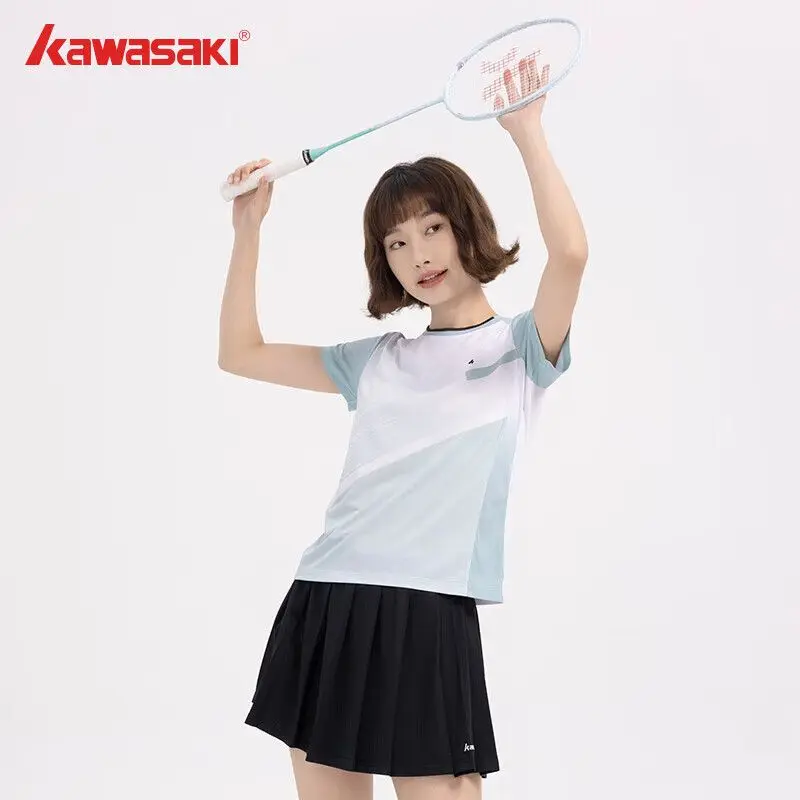 Kawasaki Badminton Clothing 24 New B1973 Team Competition Male and Female Couple Short Sleeve T-shirt