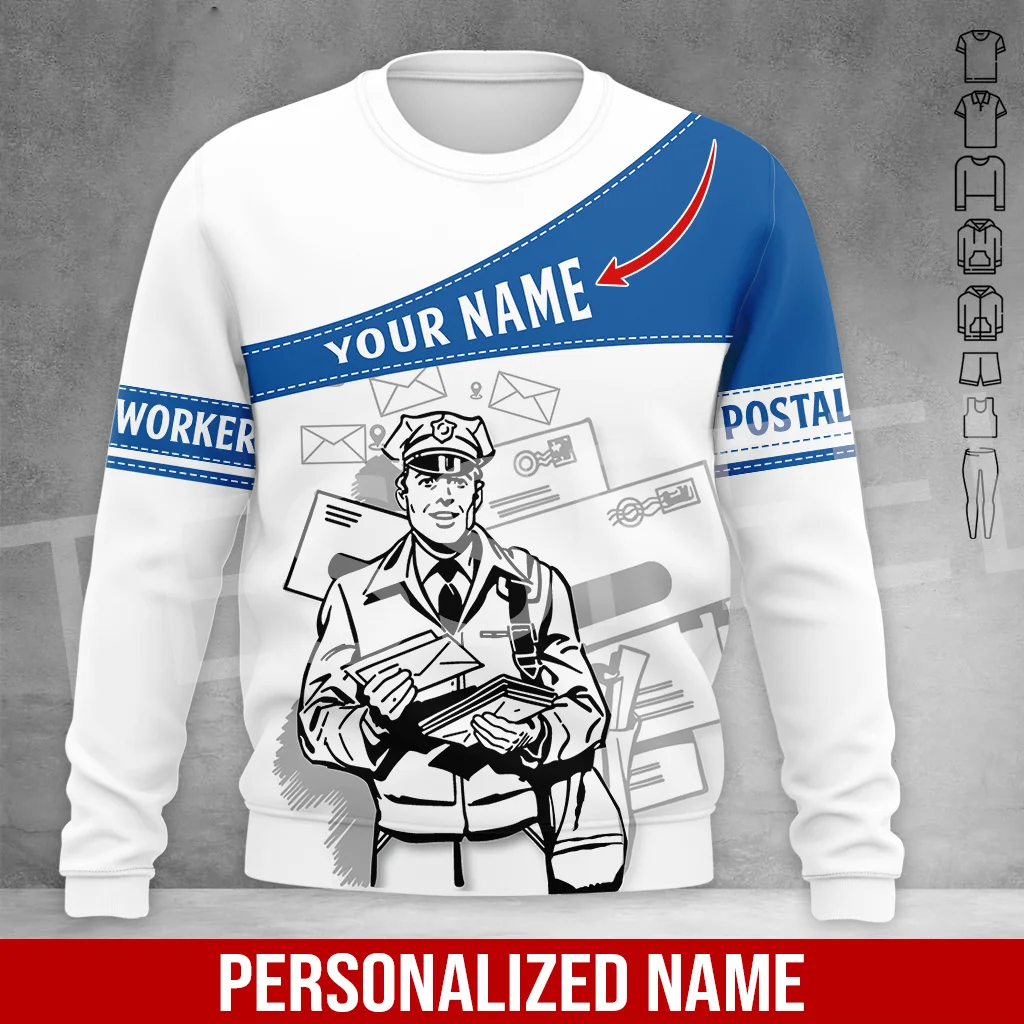NewFashion Custom Name Cosplay Postal Worker Retro Tracksuit Streetwear 3DPrint Harajuku Casual Pullover Funny Jacket Hoodies 21
