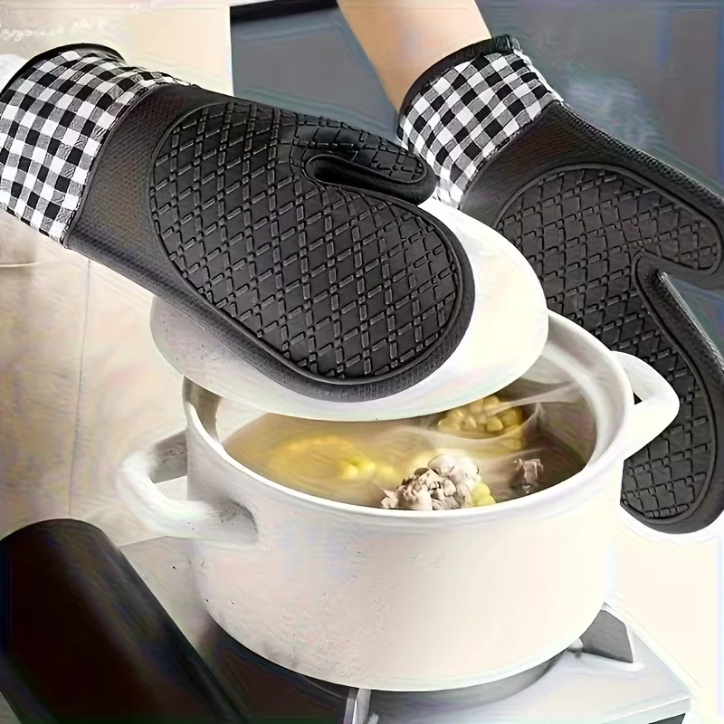 Silicone Non-Slip Kitchen Gloves - Hand Washable