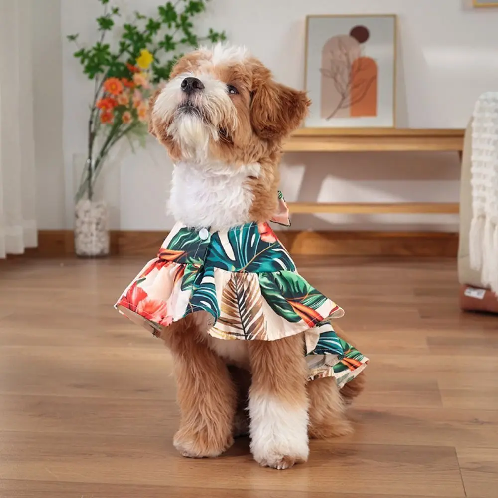 Casual Hawaiian Style Pet Beach Shawl Skirt Cool Breathable Dog Vacation Skirt Sun Protection Cat Cape Dress Summer