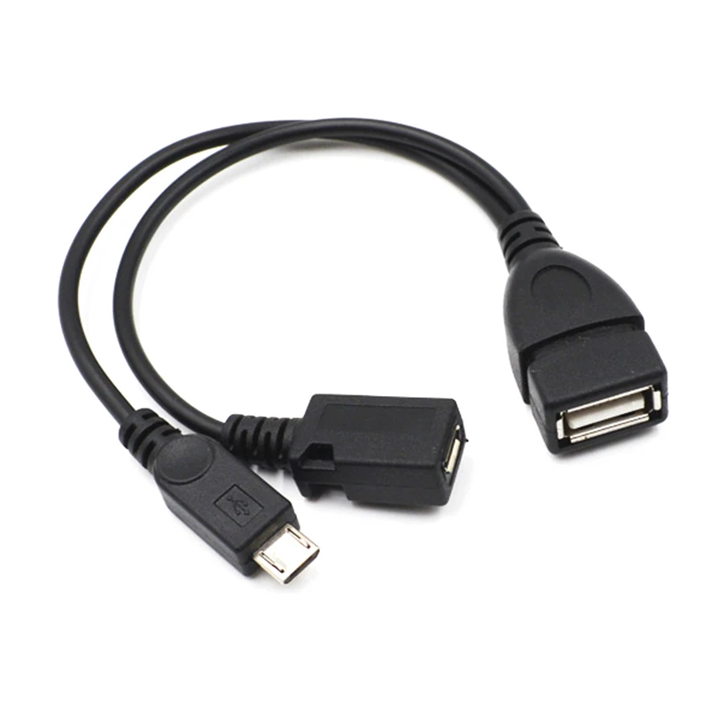 

100 шт./лот Высококачественный 1 в 2 OTG Хост-Сплиттер питания Y USB разъем к Mirco 5-контактный штекер-гнездо Кабель-адаптер Черный