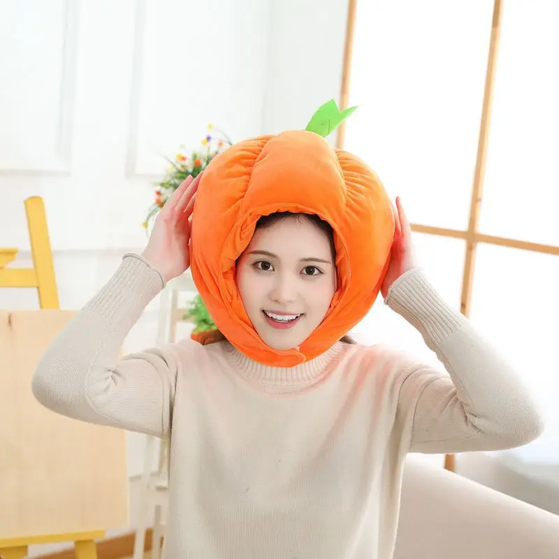 

Kawaii Pumpkin Hat For Women Cartoon Plush Toy Beanies Cap Men Funny Cosplay Game Headcover Halloween Headgear Cute Photo Props