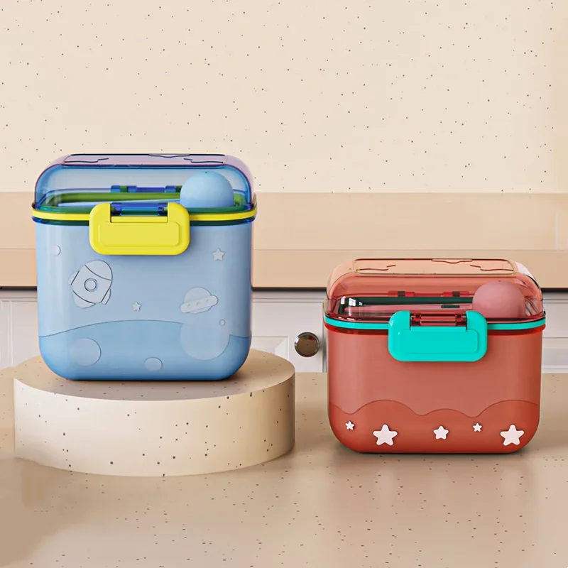 Portable Baby Food Storage Box Cartoon Infant Milk Powder Box Toddler Snack Container Sealing Cereal Storage Organizer