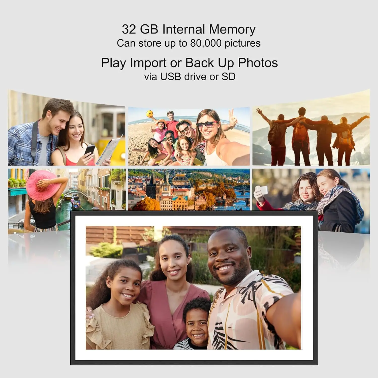 Frameo Digital Picture Frame 10.1/15.6Inch WiFi Electronic Smart Digital Photo Frame 32GB 1920*1080 IPS Touch Screen Auto-Rotate view 5