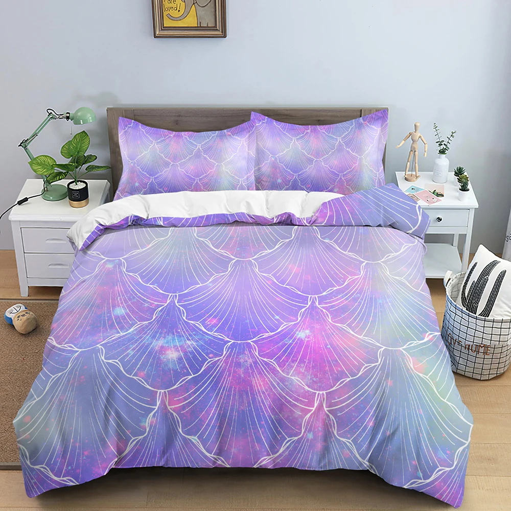 

Color Mermaid Duvet Cover Colorful Fish Scales Bedding Set Personality Comforter Set with Pillowcase Women Girls Bedroom Decor
