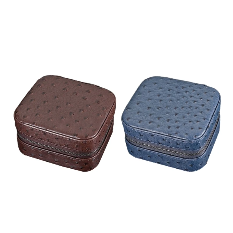 

PU Leather Wristwatch Case Watch Storage Box with Ostrich Pattern for Travelers 634D