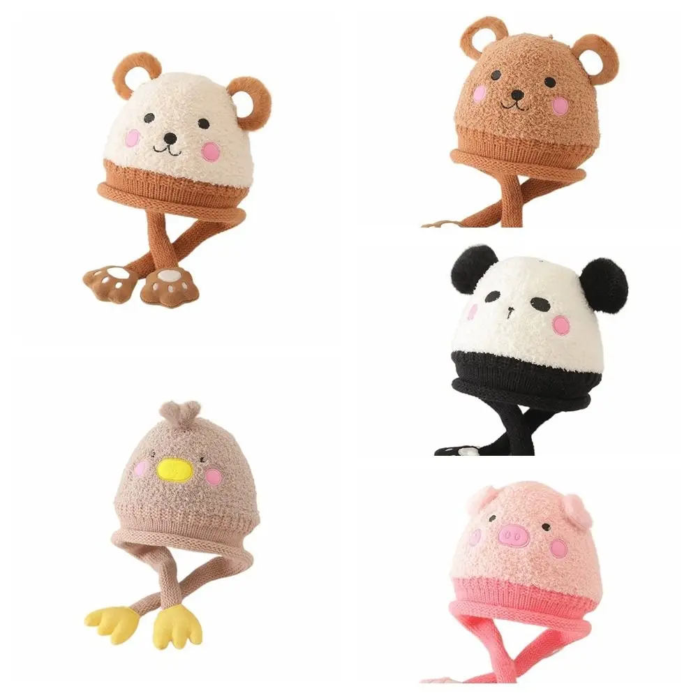 Soft Cartoon Baby Hat Bear Keep Warm Knitted Hat Windproof Korean Style Ear Protection Hat Girls