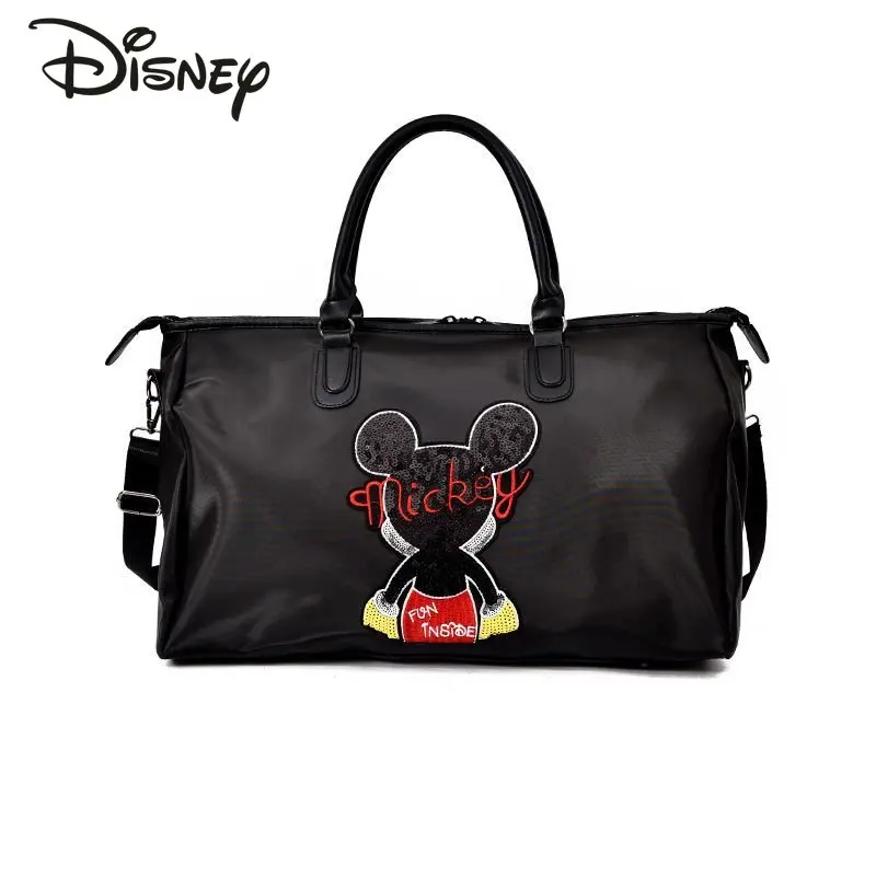 Disney Mickey High Quality Sequin Fitness Bag Cartoon Fashion Crossbody Handbag Multifunctional Storage Travel Bag Luggage Bag