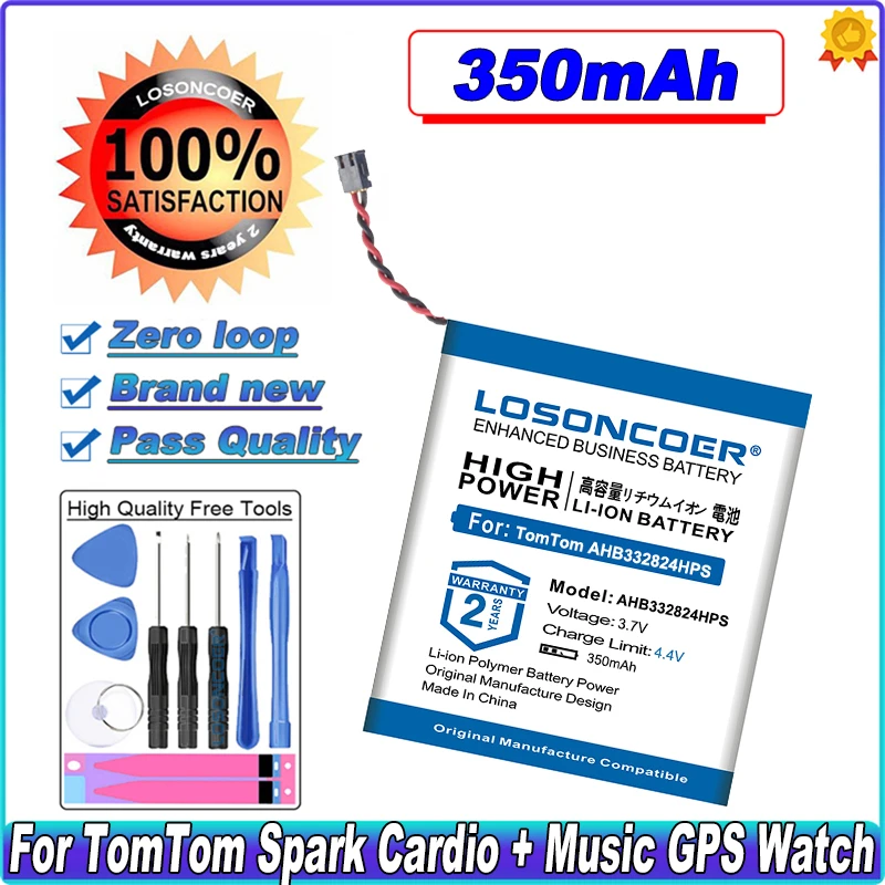 

LOSONCOER 350mAh AHB332824HPS Battery For TomTom Spark Cardio + Music / TomTom Spark 3 Cardio GPS Smart Watch Batteries