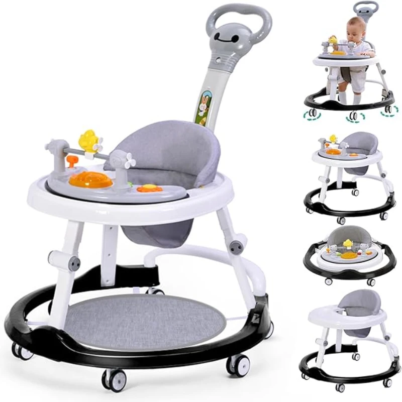 Foldable Baby Walker with Adjustable Heights Activity Center with Easy Clean Tray for Boys Girls Babies Baby Walker Wheels