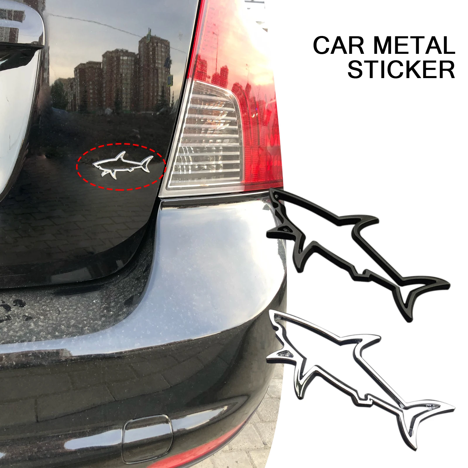 3D Metal Car Styling Sticker Hollow Fish Shark Emblem Badge Decals Automobiles Motorcycle Computer Fuel Cap Accessories