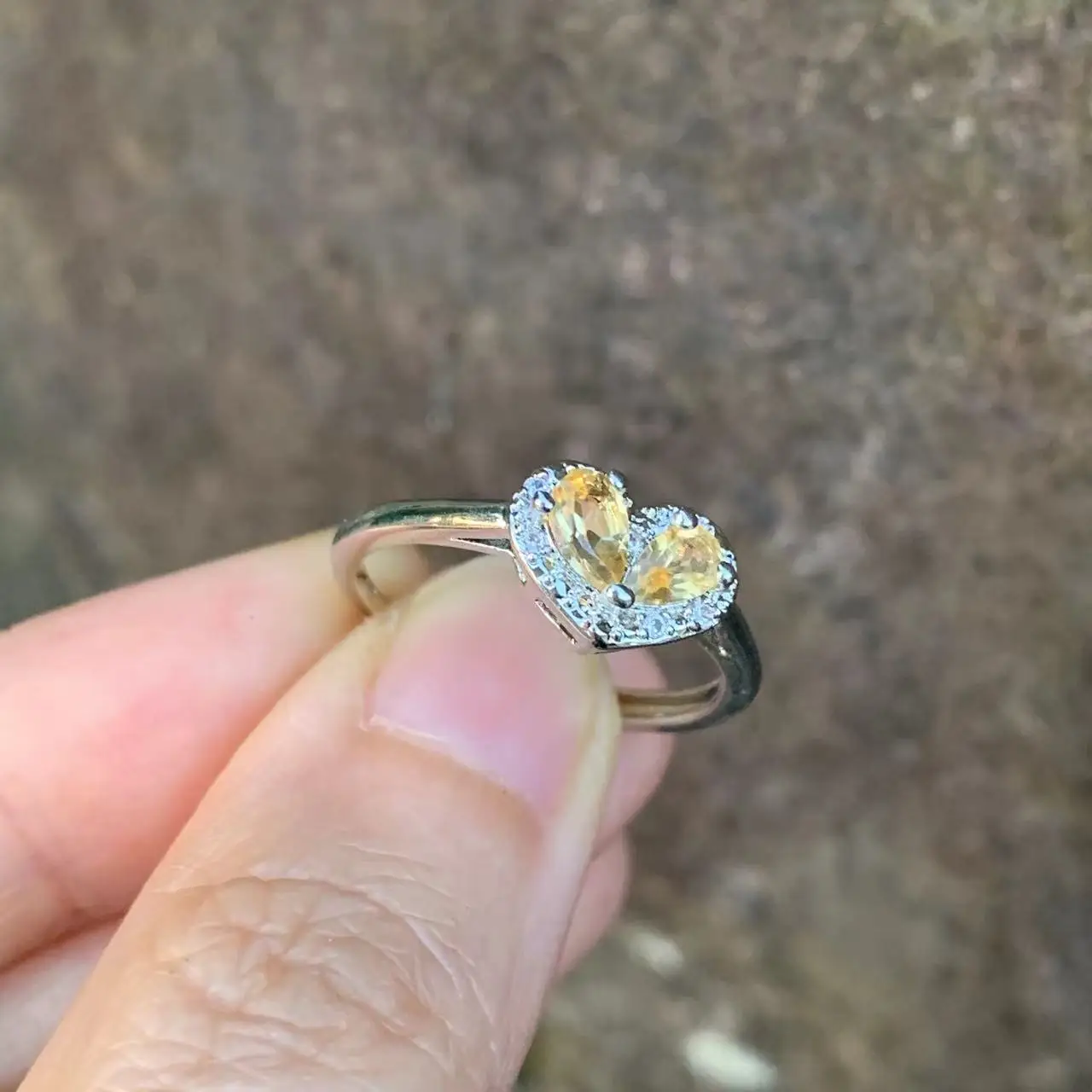 3MM Natural Citrine Ring Adjustable Female Ring Jewelry for Women Gift Wholesale High Quality Vintage Fine