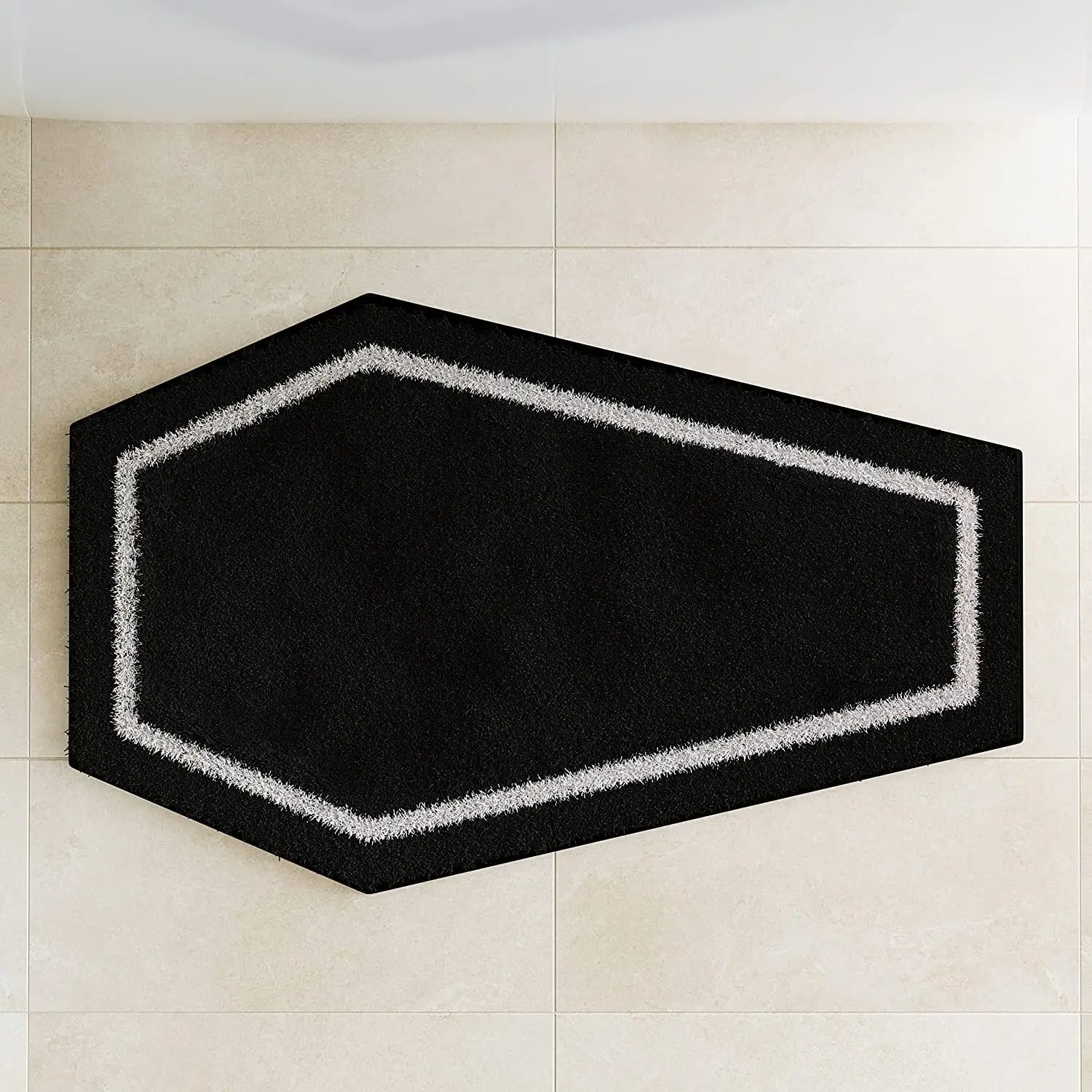 Gothic Rug Black Coffin-shaped Rug Spooky Vampire Rug Halloween Decor Bathroom Carpet Non Slip Bath Mat