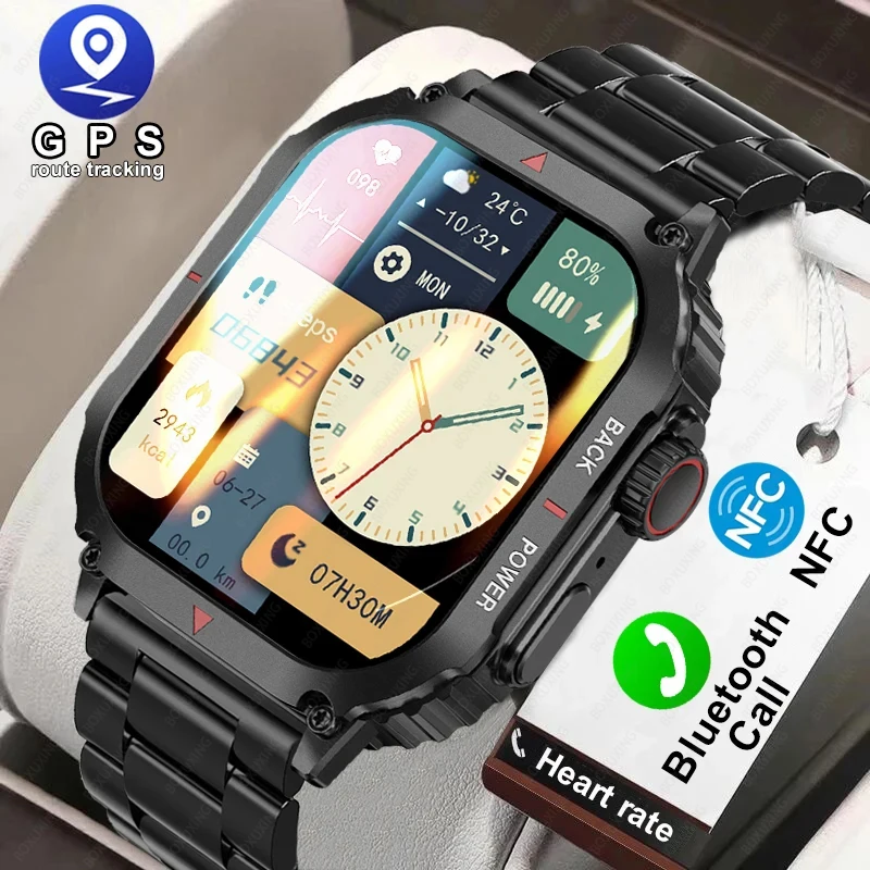 

New GPS Outdoor Military Smart Watch Men IP68 Waterproof Sports Multifunctional Health Watch NFC Bluetooth Call Smartwatch Woman