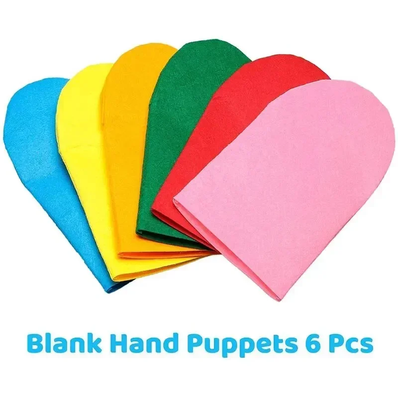 6Pcs/set Hand Puppet Making Kit for Kids Art Craft Felt Toys Make Your Own Sock Puppet Pompoms Wiggle Googly Eyes DIY Material
