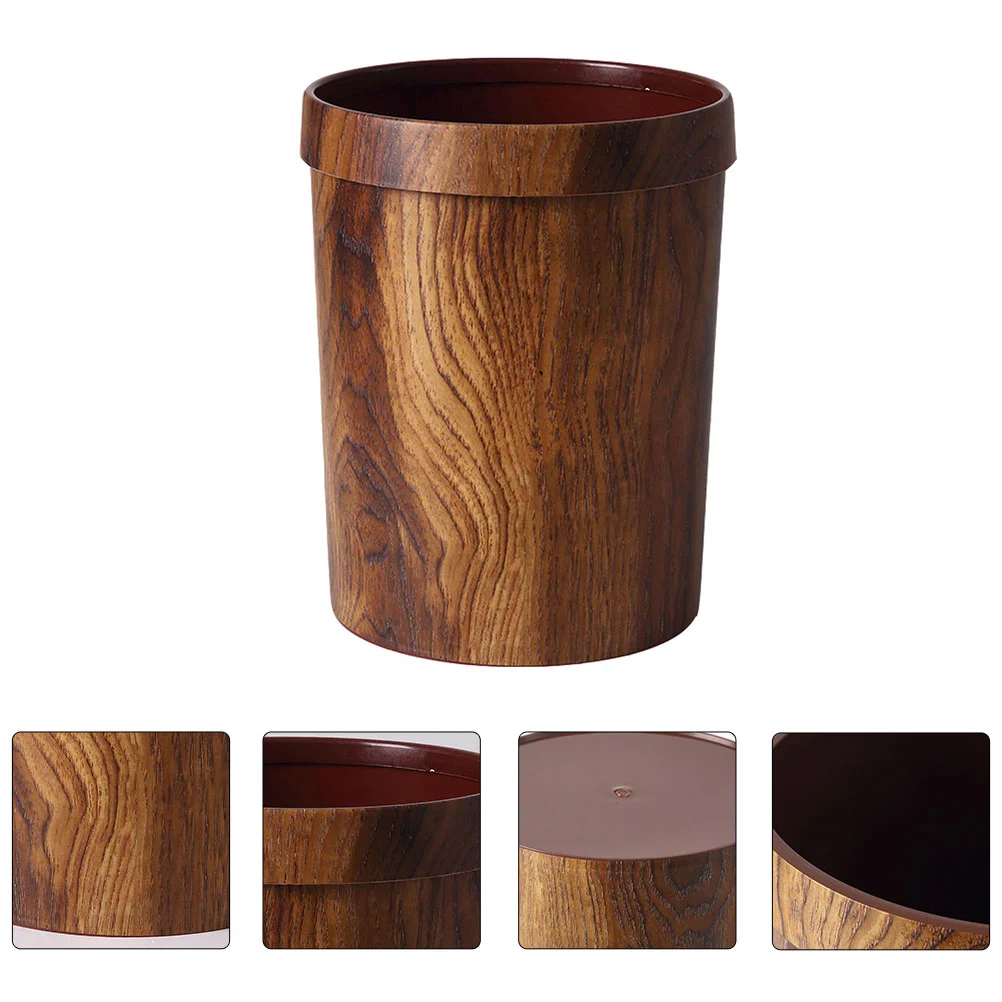 

Imitated Wood Trash Can, Woodgraining Container Vintage Trash Can Wastebasket Trash Can for Bedroom Garbage collector
