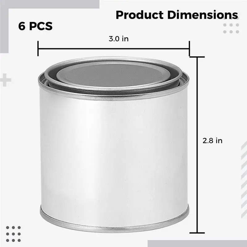Empty Aluminum Tins 6PCS Metal Paint Cans Unlined With Lids 1/2 Pint Metal Pails For Crafts DIY Project Multipurpose Storage