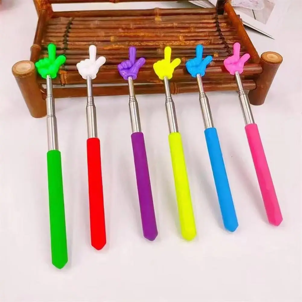 Electronic Whiteboard Pointer Finger Reading Stick Telescopic Stainless Steel Teaching Stick Lightweight Whiteboard for Reading Powerpoint Clicker