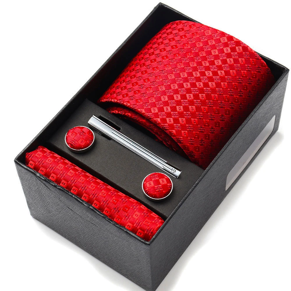 Men's Tie Gift Box Neckties Handkerchiefs Cufflinks Tie Clips 6-Piece sets Group Business Wedding Festival Formal Ties