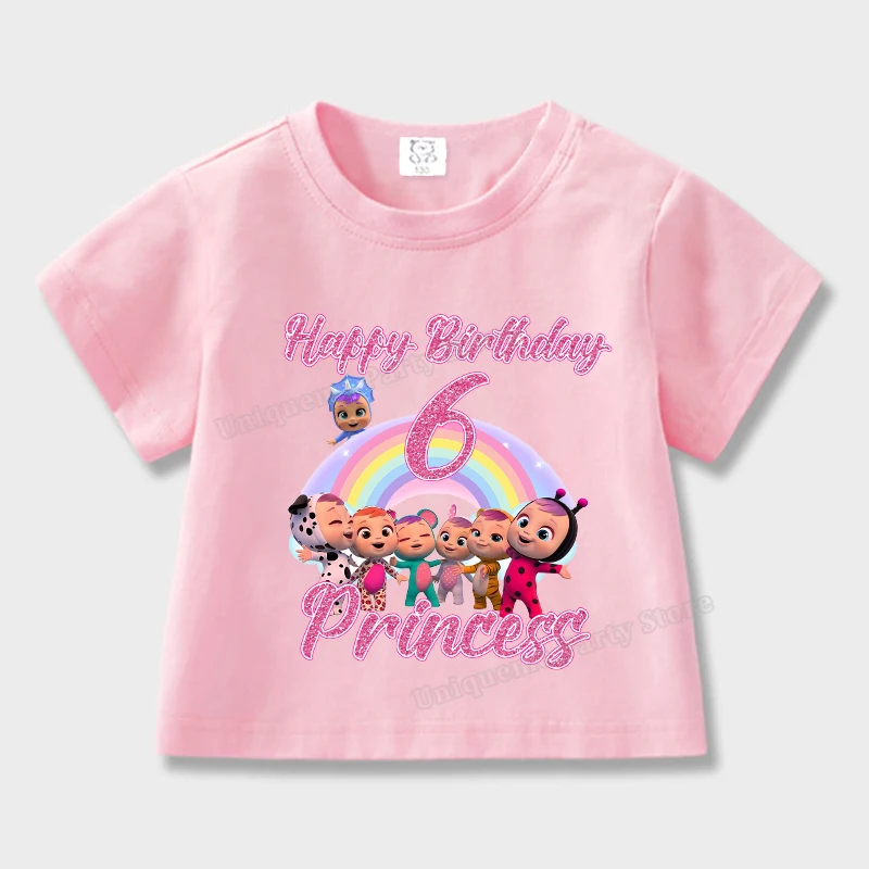 Weinende Babys Mädchen Nummer T Shirt Kinder Geburtstag T-Shirt Cry Baby Kleinkind Kurzarm Baumwolle Rosa Tops Süße Sommer Kinder Kleidung – Detail 2