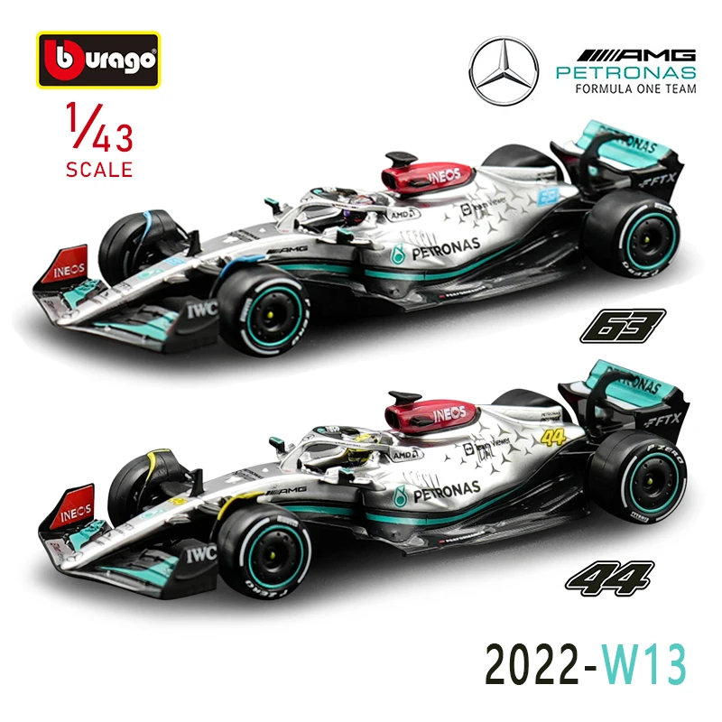 Bburago 1:43 W15 2024 44 Hamilton Mercedes-Amg Petronas F1 Team 63 Russell Alloy Die Cast Cars Model Toys W14 2023 2